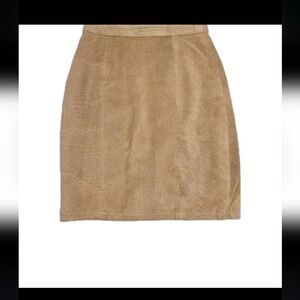 G III Global Identity Leather Suede Pencil Skirt 5/6 5 6 Brown Vintage #1111